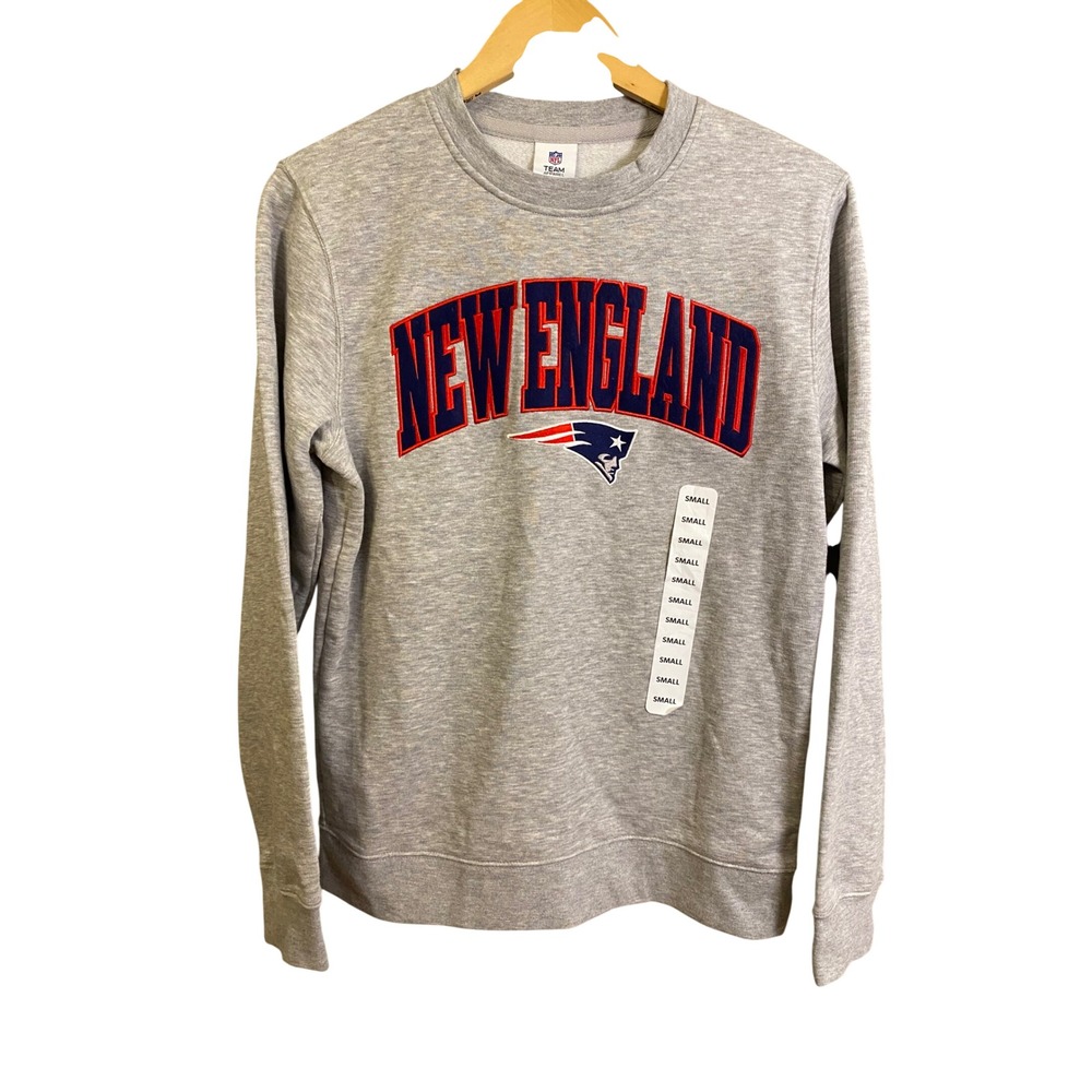 NFL Team Apparel New England Patriots Gray Crewneck Fleece Sweatshirt Small NEW